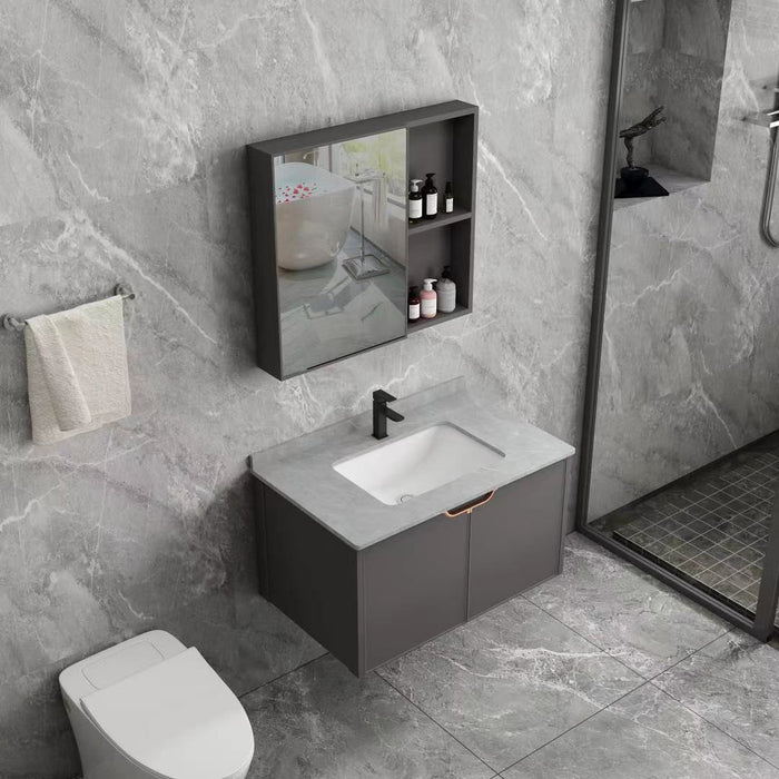 MUEBLE DE BAÑO CON ESPEJO GRIS Y SOBRE GRIS 80 CM